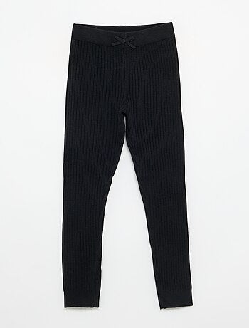 Legging van effen tricot met strik in de taille