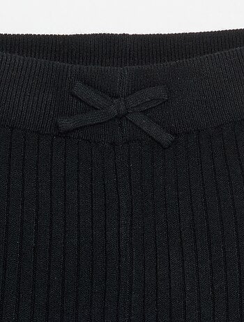 Legging van effen tricot met strik in de taille