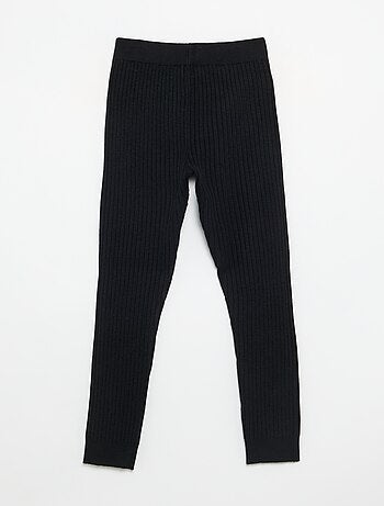 Legging van effen tricot met strik in de taille