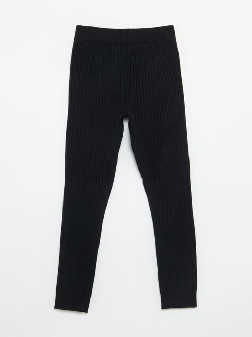 Legging van effen tricot met strik in de taille - Kiabi