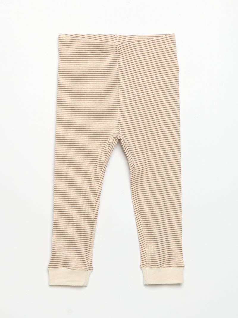 Legging van geribde jerseytricot Bruin - Kiabi