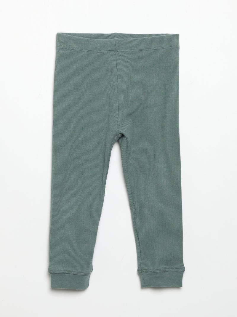 Legging van geribde jerseytricot Groen - Kiabi