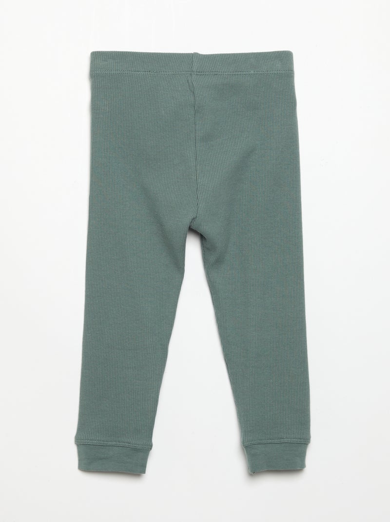 Legging van geribde jerseytricot Groen - Kiabi