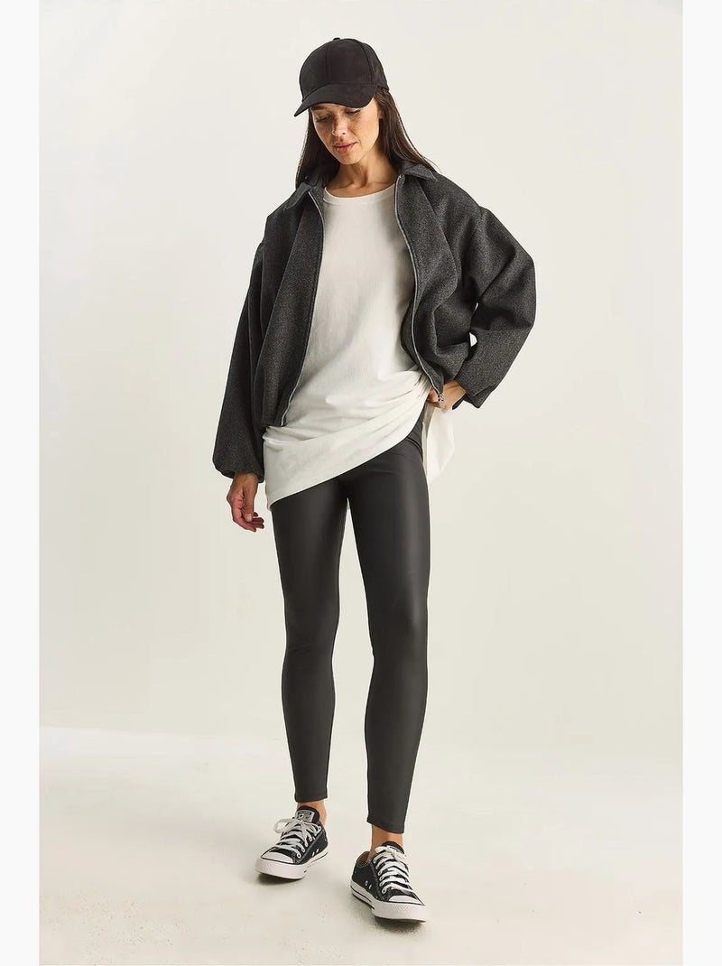 Legging van imitatieleer lucci Zwart - Kiabi