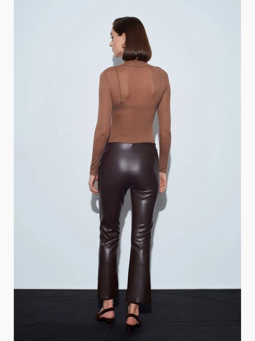 Legging van imitatieleer met hoge taille en uitlopende pijp dilvin - Kiabi