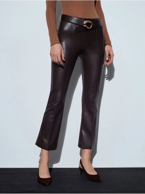 Legging van imitatieleer met hoge taille en uitlopende pijp dilvin - Kiabi