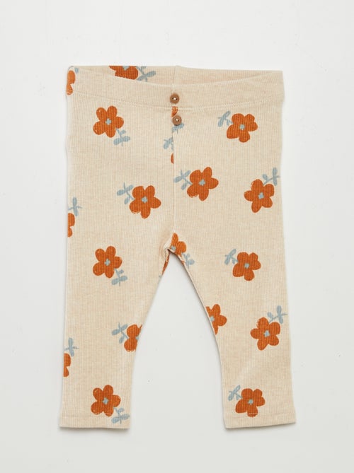 Legging van ribstof met knoopjes - Kiabi