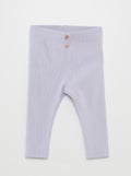 Legging van ribstof met knoopjes BLAUW - Kiabi