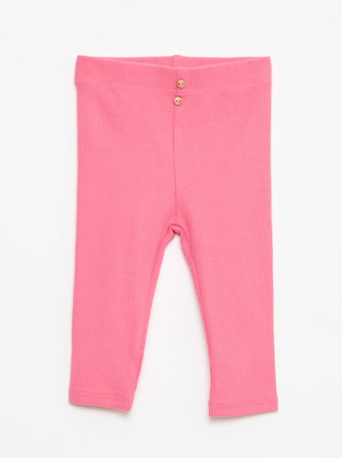 Legging van ribstof met knoopjes - Kiabi