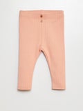 Legging van ribstof met knoopjes ORANJE - Kiabi