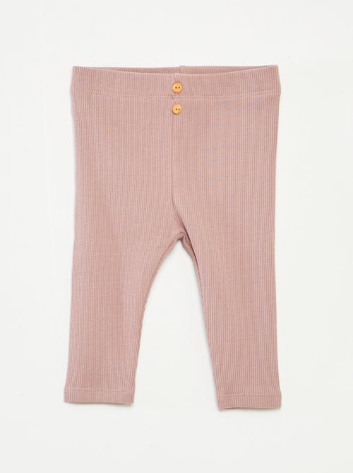 Legging van ribstof met knoopjes - Kiabi