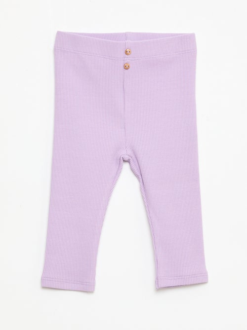 Legging van ribstof met knoopjes - Kiabi
