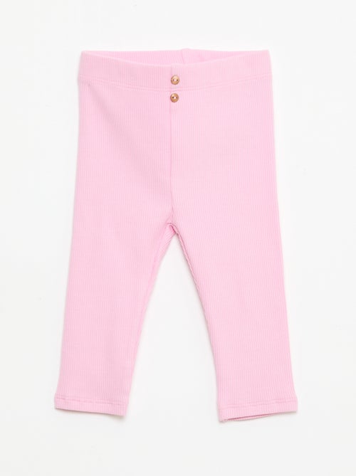 Legging van ribstof met knoopjes - Kiabi
