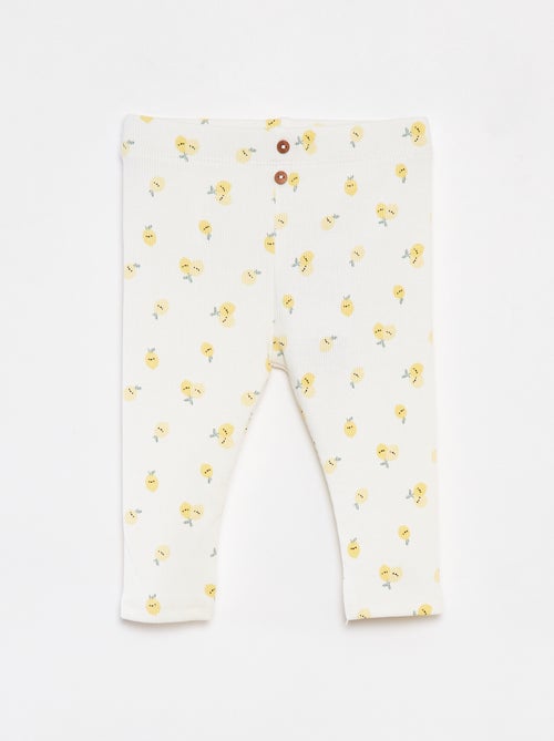 Legging van ribstof met knoopjes - Kiabi