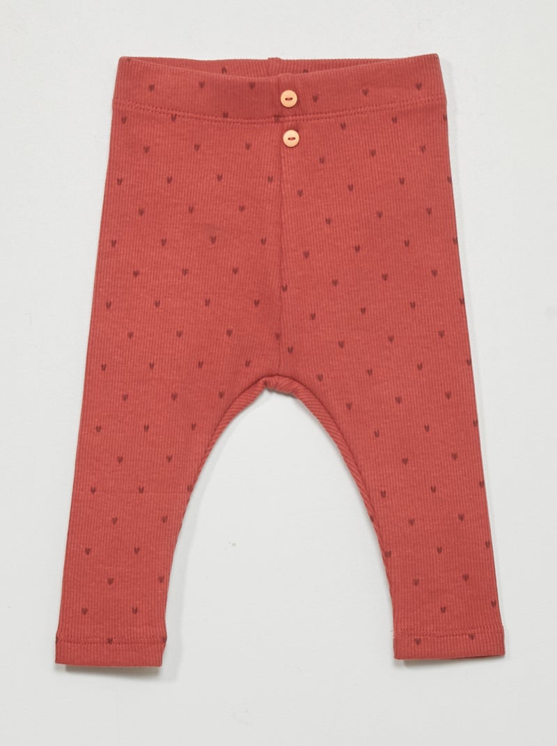 Legging van ribstof ROOD - Kiabi