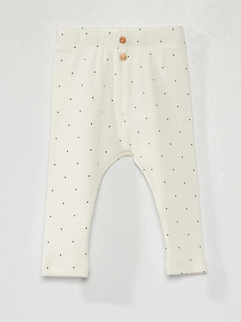 Legging van ribstof WIT - Kiabi