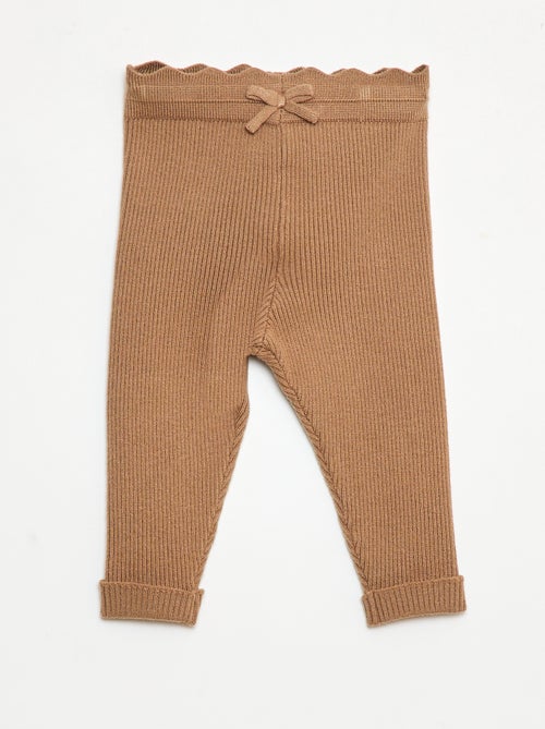 Legging van ribtricot met leuk strikje - Kiabi
