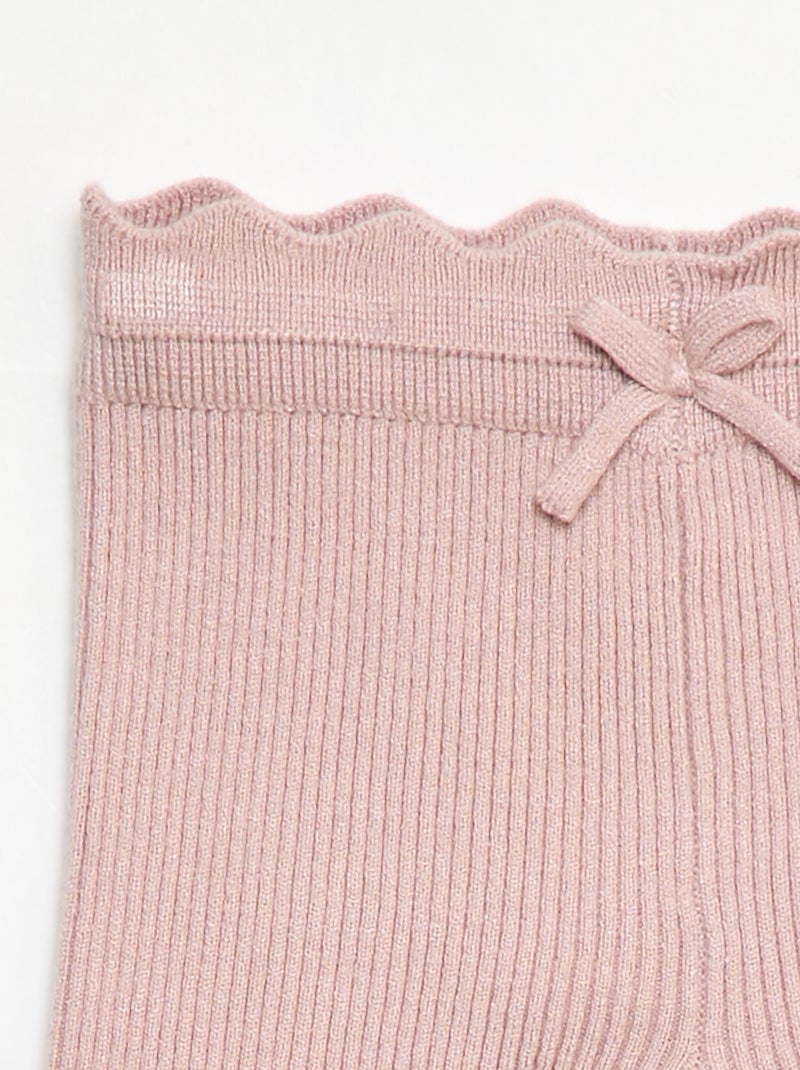 Legging van ribtricot met leuk strikje Paars - Kiabi