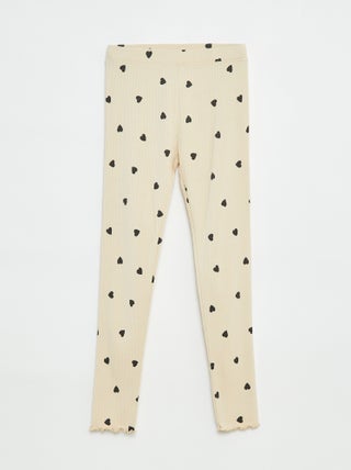 Legging van ribtricot met motiefje