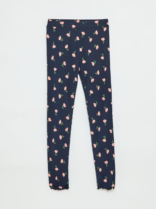 Legging van ribtricot met motiefje - Kiabi