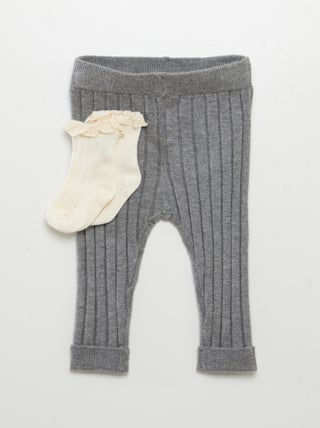 Legging van ribtricot + sokken