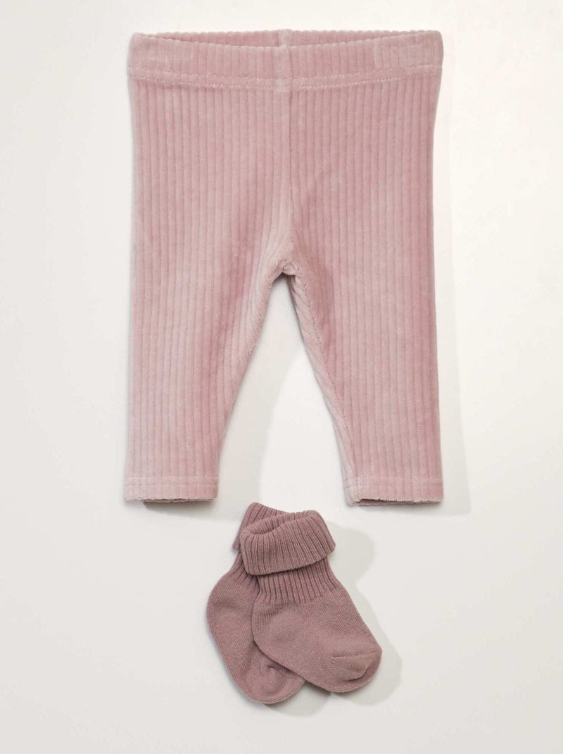 Legging van velours + sokjes PAARS - Kiabi