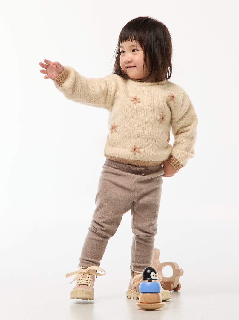 Legging van zachte tricot Biege - Kiabi