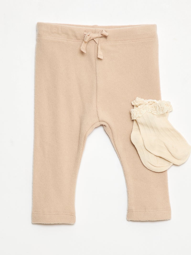 Legging van zachte tricot Biege - Kiabi