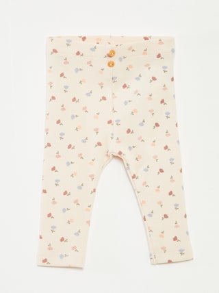 Leggings long côtelé à motif