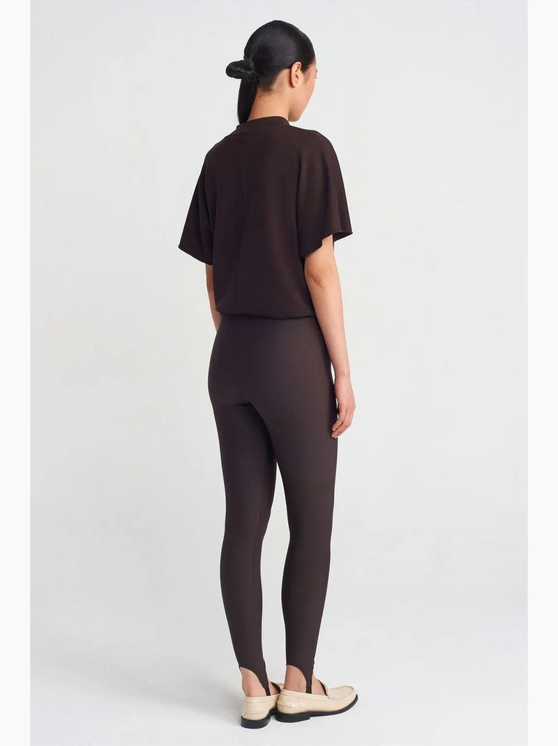 Leggings taille haute à jambe fuselée dilvin Marron chocolat - Kiabi