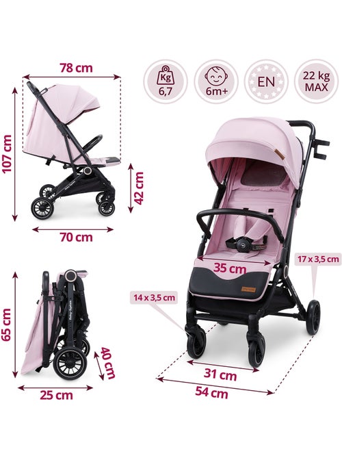 Lena pink pro compacte kinderwagen voor kinderen van 6 tot 48 maanden - Kiabi