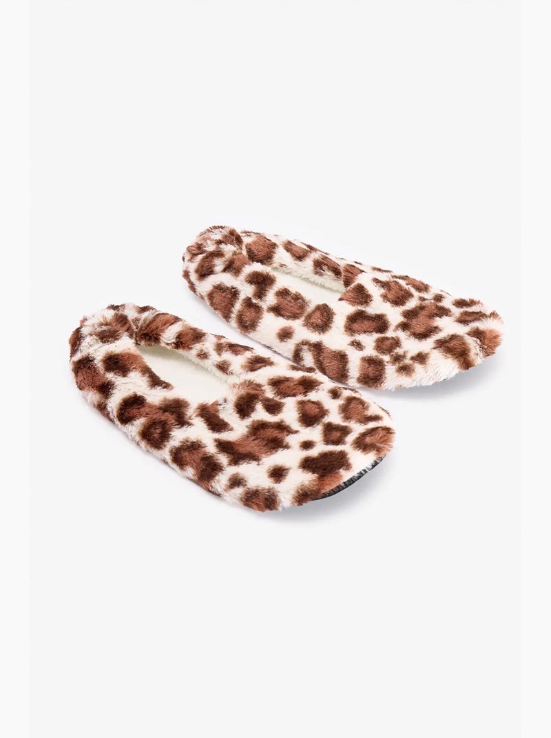 Leopard fluffy no-show sokken penti Crème - Kiabi