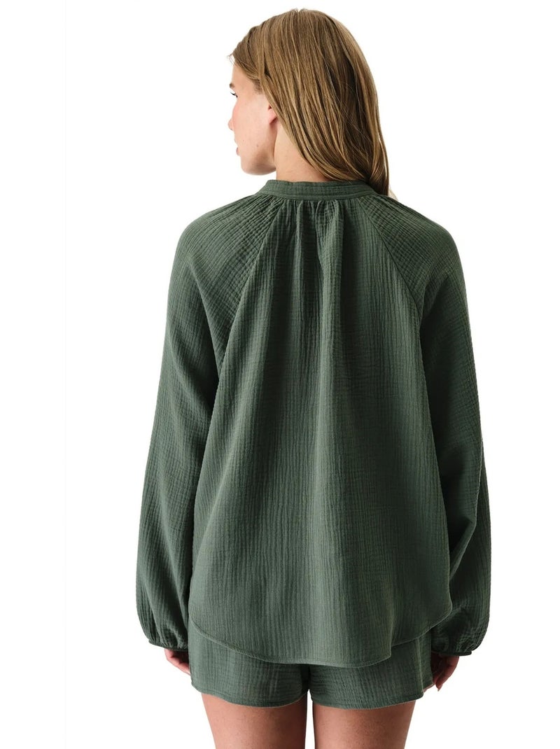 Lessi chemise à manches longues penti Vert kaki - Kiabi
