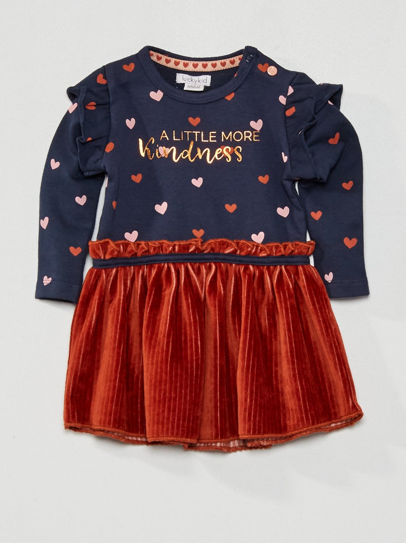 Leuke jurk van twee soorten stof BLAUW - Kiabi