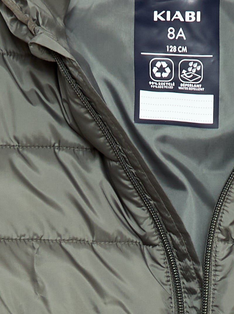 Licht donsjack met capuchon Groen - Kiabi