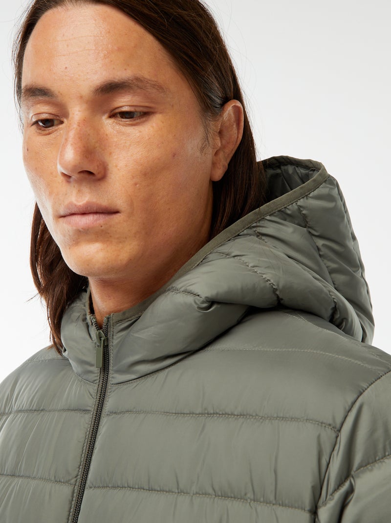 Licht donsjack met capuchon Groen - Kiabi