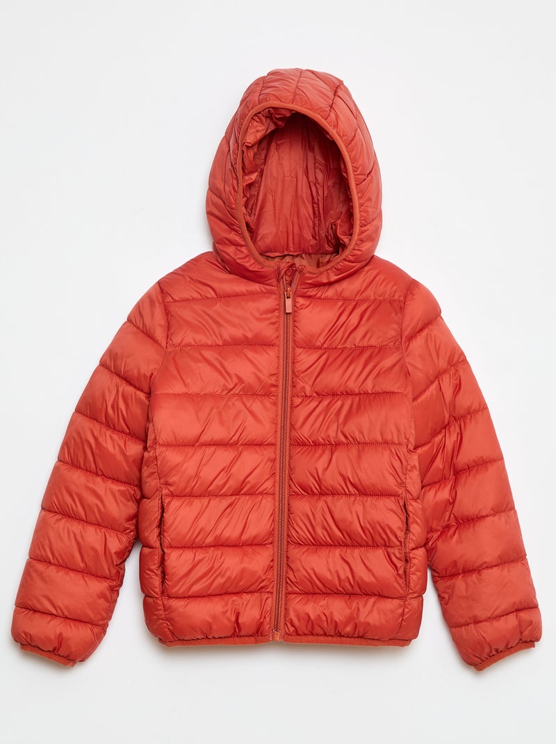 Licht donsjack met capuchon Oranje - Kiabi