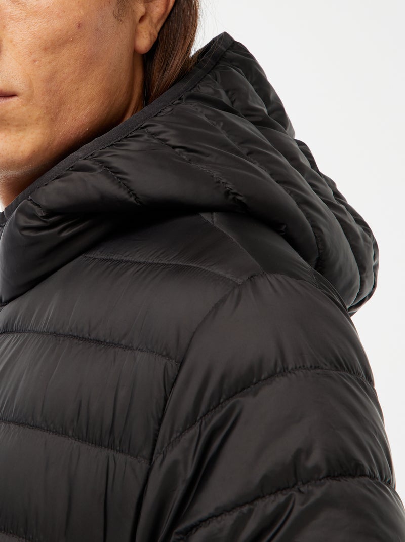 Licht donsjack met capuchon zwart - Kiabi