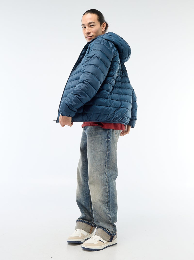Licht donsjas met capuchon Blauw - Kiabi
