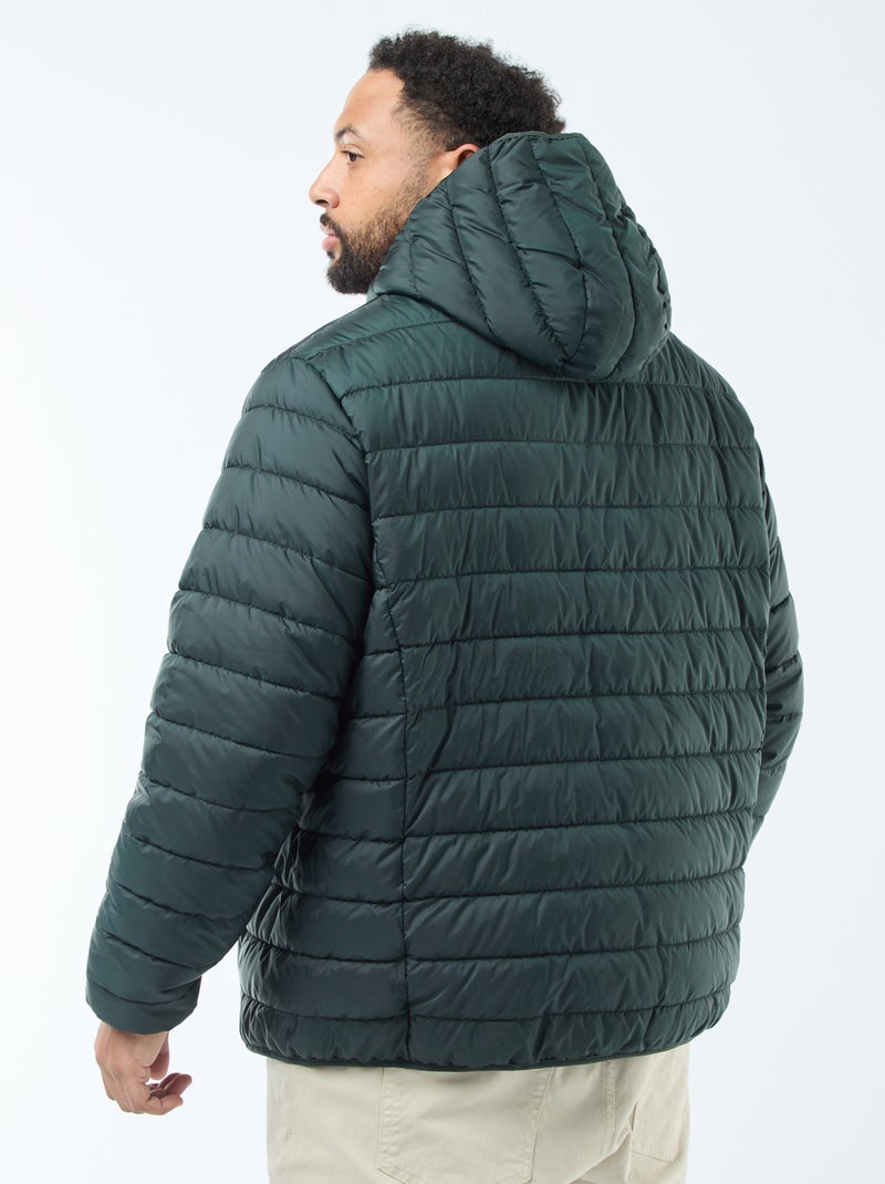 Licht, doorgestikt donsjack met capuchon Groen - Kiabi