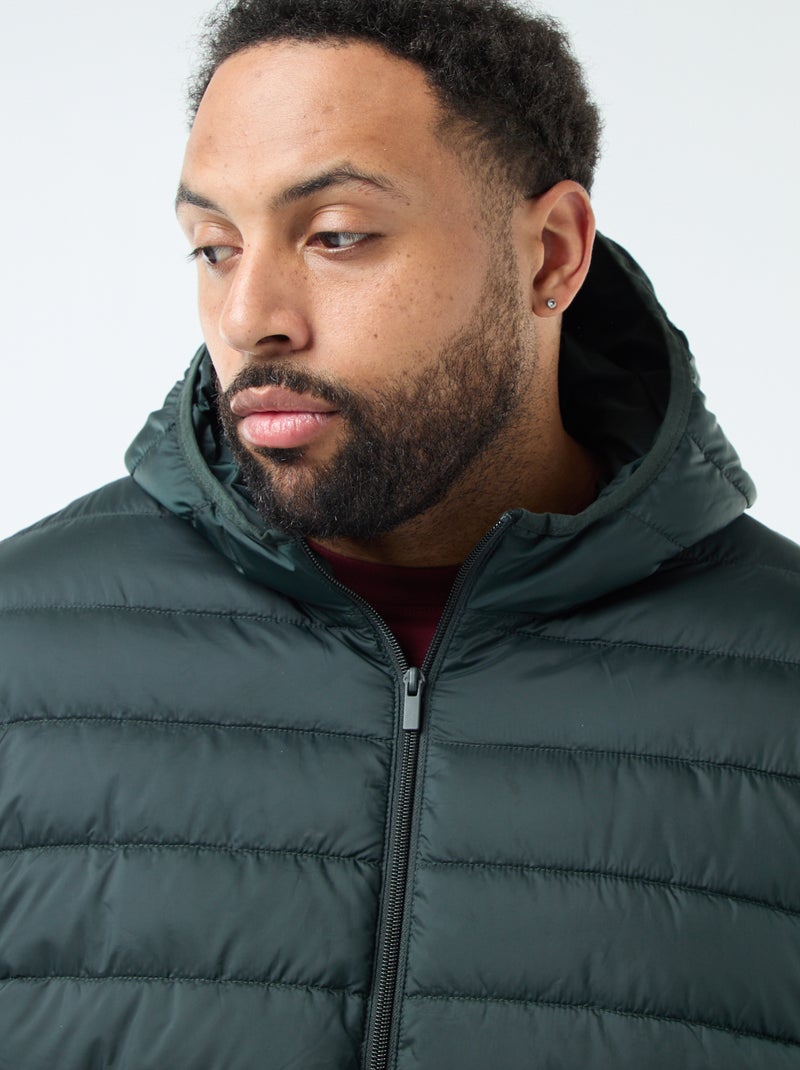 Licht, doorgestikt donsjack met capuchon Groen - Kiabi