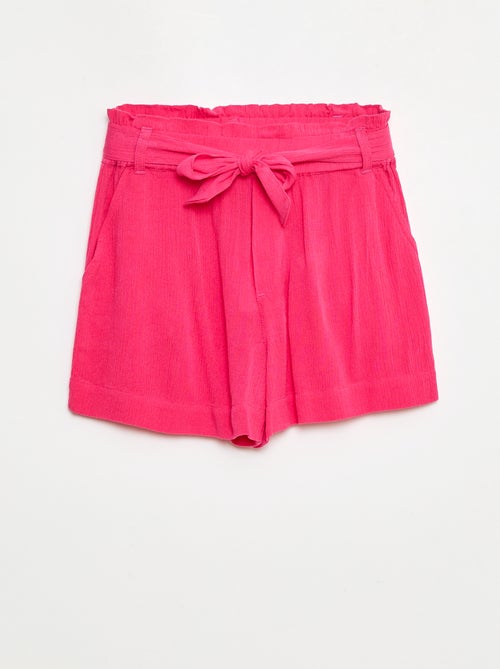 Licht, effen short met strik - Kiabi