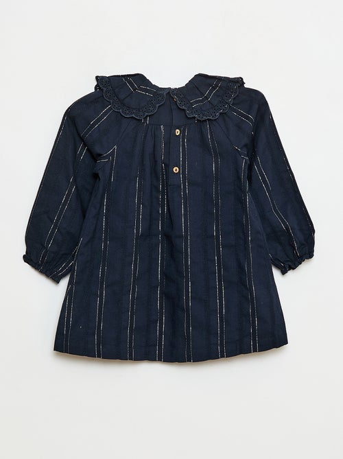 Licht jurkje met glansdraad + grote kraag met borduursel - Kiabi