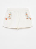 Licht short met borduursel en 2 zakken WIT - Kiabi