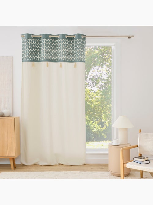 Lichtdoorlatend gordijn met oogjes, van jacquard-polycotton, met kwastjes - Kiabi Lichtdoorlatend gordijn met oogjes, van jacquard-polycotton, met kwastjes - Kiabi
