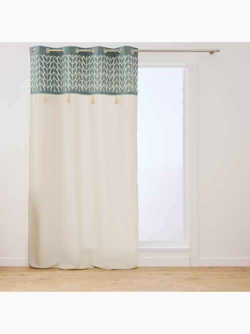 Lichtdoorlatend gordijn met oogjes, van jacquard-polycotton, met kwastjes - Kiabi Lichtdoorlatend gordijn met oogjes, van jacquard-polycotton, met kwastjes - Kiabi