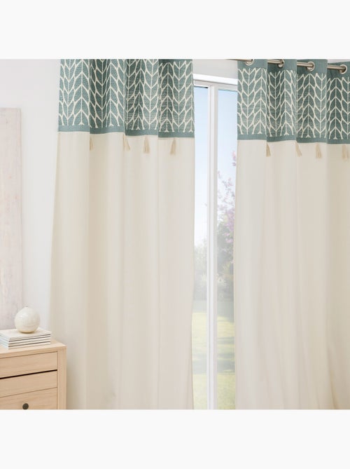Lichtdoorlatend gordijn met oogjes, van jacquard-polycotton, met kwastjes - Kiabi Lichtdoorlatend gordijn met oogjes, van jacquard-polycotton, met kwastjes - Kiabi
