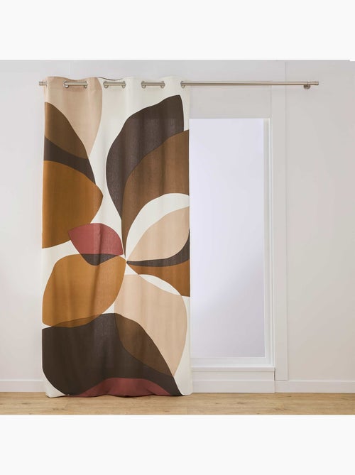 Lichtdoorlatend gordijn met oogjes van polykatoen met geometrische print - Kiabi Lichtdoorlatend gordijn met oogjes van polykatoen met geometrische print - Kiabi