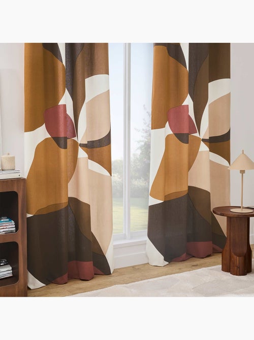 Lichtdoorlatend gordijn met oogjes van polykatoen met geometrische print - Kiabi Lichtdoorlatend gordijn met oogjes van polykatoen met geometrische print - Kiabi