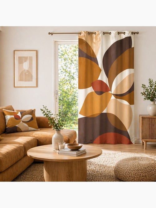 Lichtdoorlatend gordijn met oogjes van polykatoen met geometrische print - Kiabi Lichtdoorlatend gordijn met oogjes van polykatoen met geometrische print - Kiabi